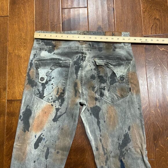 Makobi Slim Fit Paint Splatter Flap Pocket Grey Denim Jeans Men's 34 x 32 - Picture 8 of 10